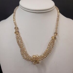 Vintage AB‎ Aurora Borealis Facetet Crystal Three Strand Necklace